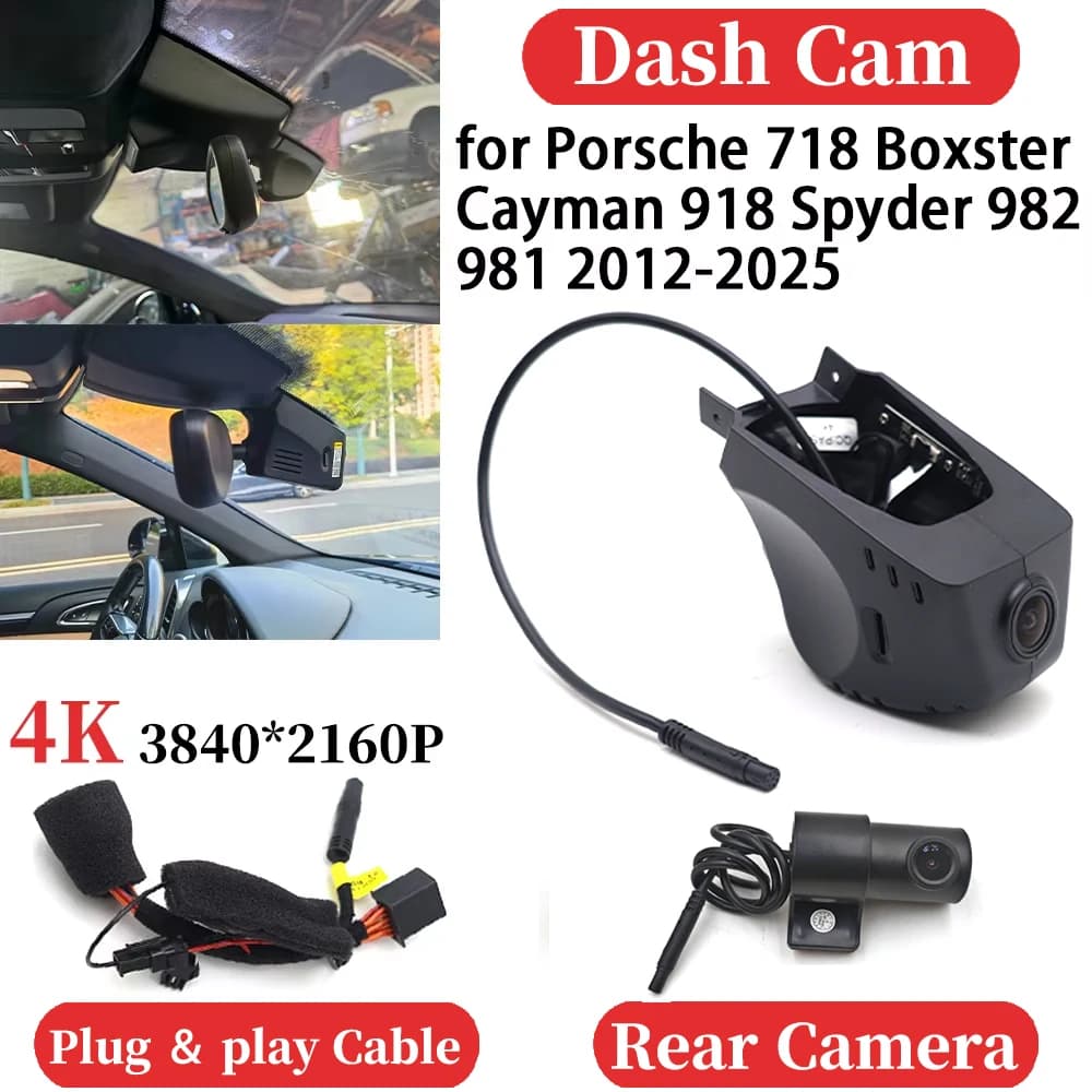 ZJCGO per Porsche 718 Boxster Cayman 918 Spyder 982 981 2012-2025 UHD Auto 4K Videoregistratore DVR Dash Cam Telecamera Visione Notturna