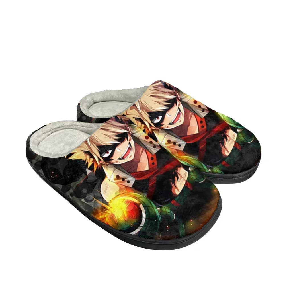 Pantofole Personalizzate in Cotone Bakugou Katsuki, Sandali Casual in Peluche per Uomo e Donna, Scarpe Termiche Calde e Confortevoli