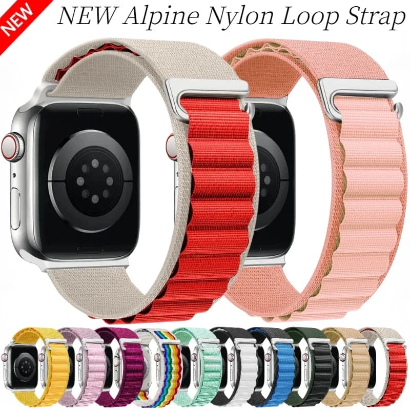 Cinturino in nylon Alpine per Apple Watch Ultra 3/2 49mm, 11, 10, 42mm, 46mm, 9, 8, 7, 45mm, 41mm, Bracciale per iWatch 6, 5, 4, 3, SE, 44mm, 40mm