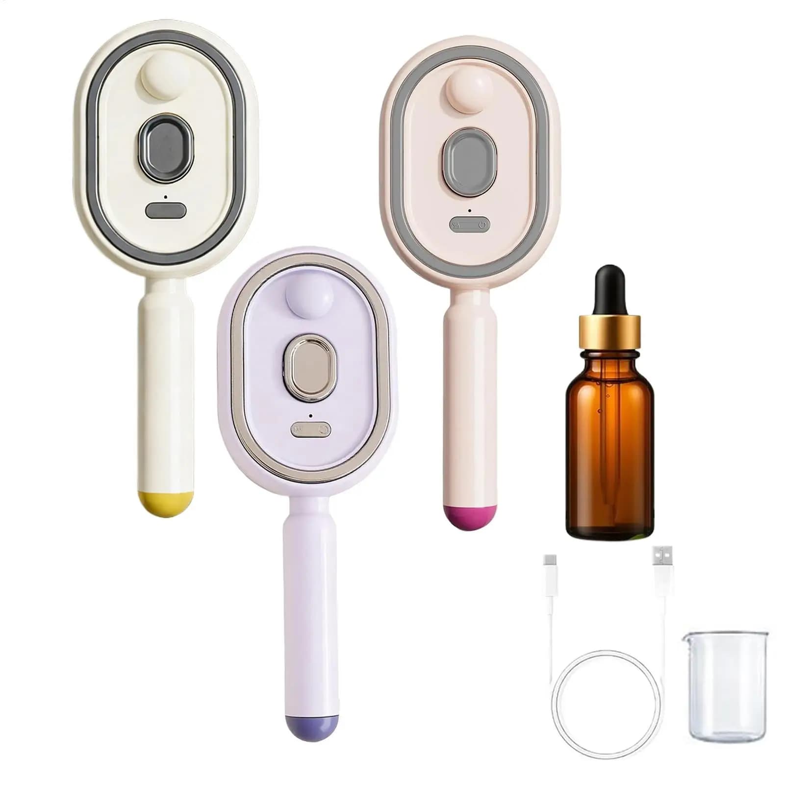 Steam Brush for Hair Rechargeable Detangling Comb with Oil Measuring Cup Steam Straightener Brush for Home Smoothing Curly Thick