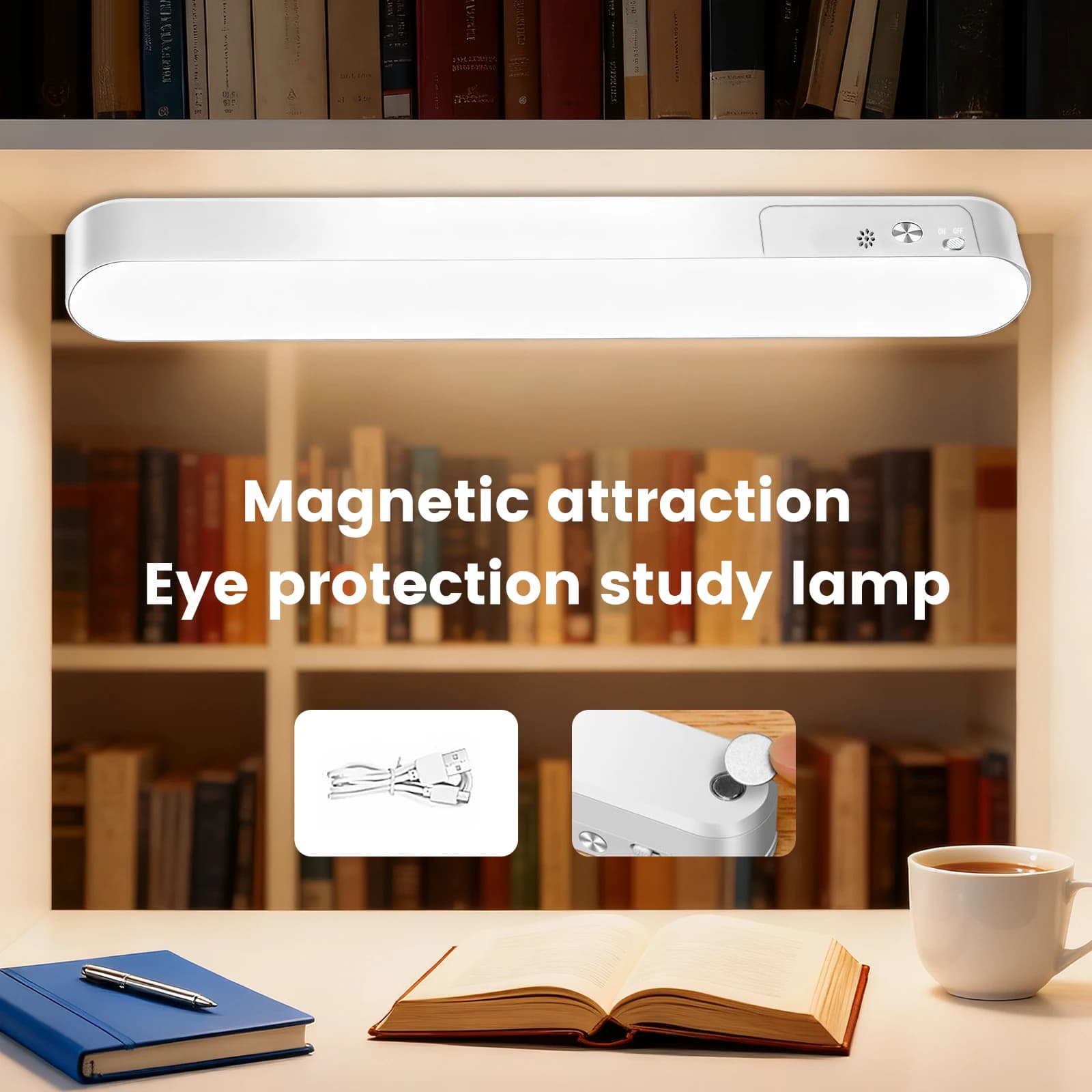 USB 5V Magnetic Table Lamp Table Lamp for 3 Color Eye Care Luminous bar Desk lamp with continuous adjustment Night lamp for wardrobe
