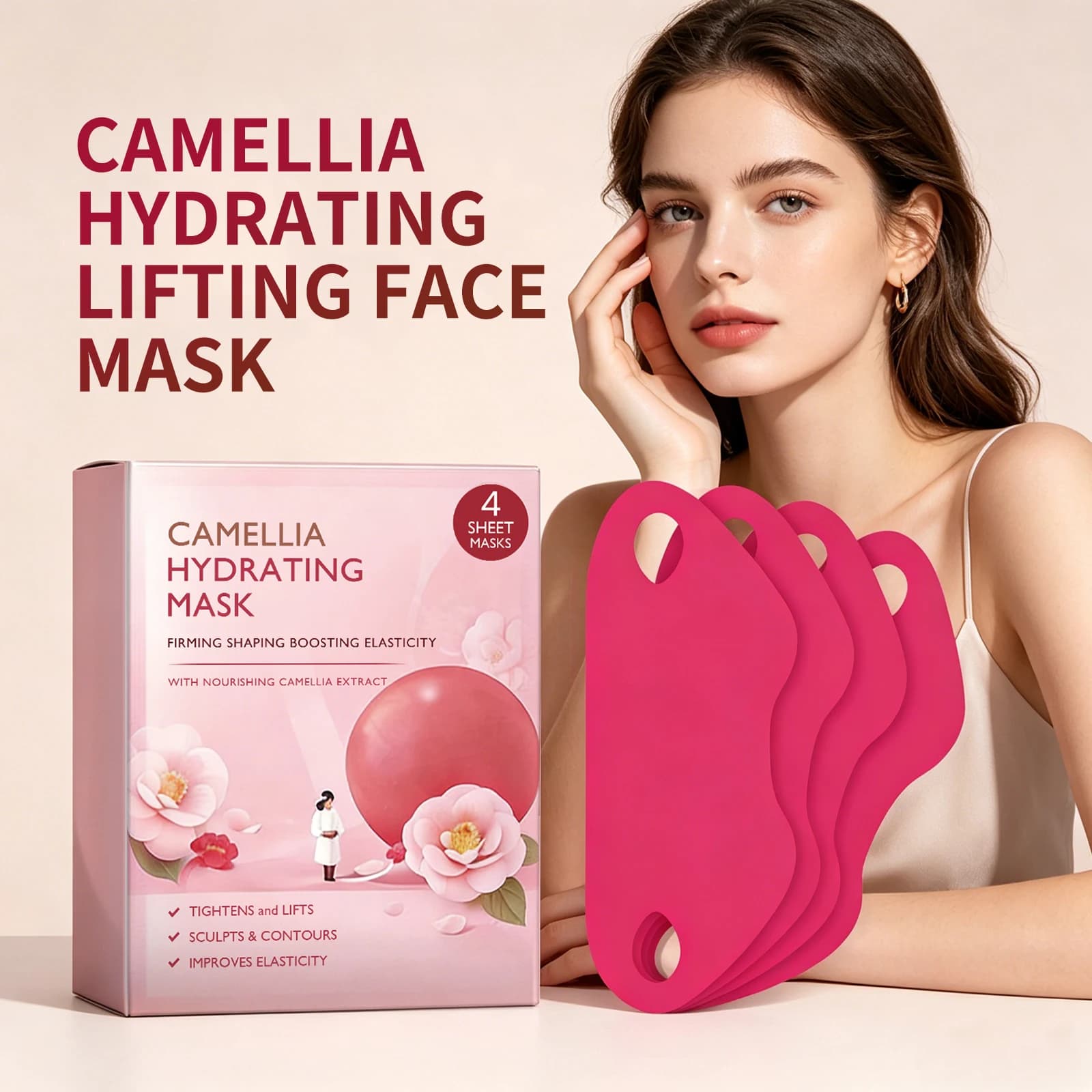 Maschera Viso Rassodante, Riduce il Doppio Mento, Fascia Snellente per il Viso, Maschera al Collagene a V per Rassodare il Mento, Strumento Coreano per la Cura della Pelle