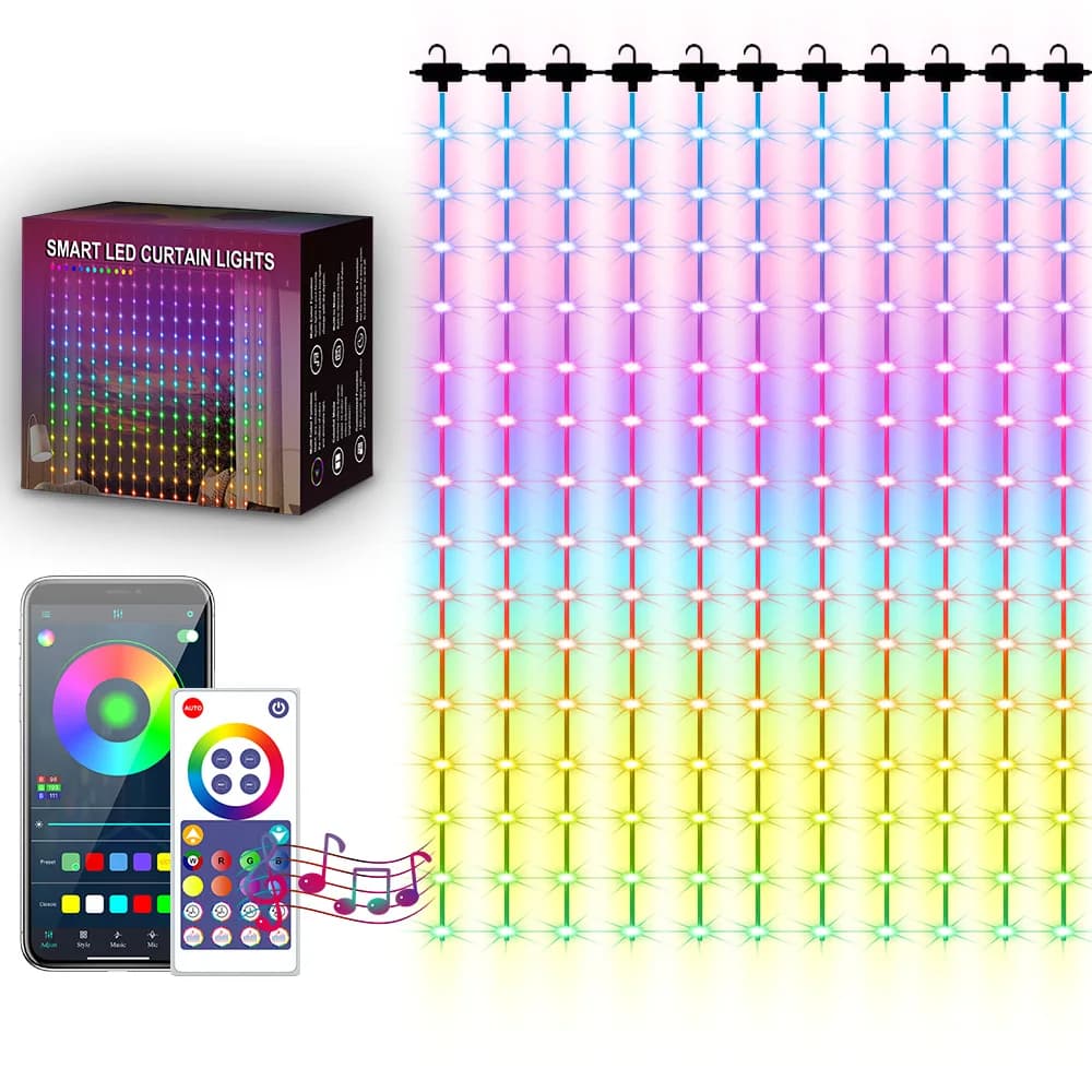 Luce a stringa a LED Bluetooth Tuya Connessione WiFi Festa di compleanno di Natale Ghirlanda Decor Luce per tende da fata per esterni