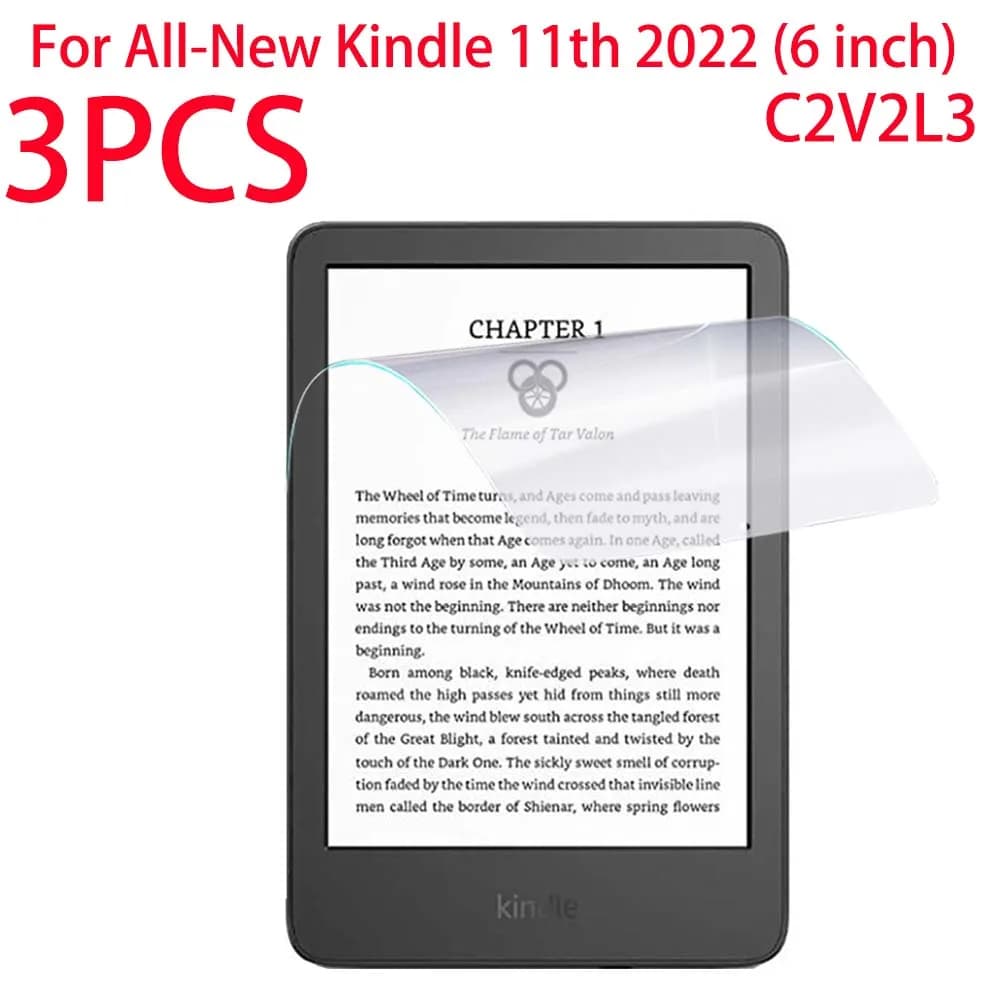 Pellicola protettiva per schermo in pellicola morbida PET da 3 pezzi per Kindle 2022 11a generazione da 6 pollici C2V2L3 Pellicola protettiva per il nuovissimo Kindle 11th 2022
