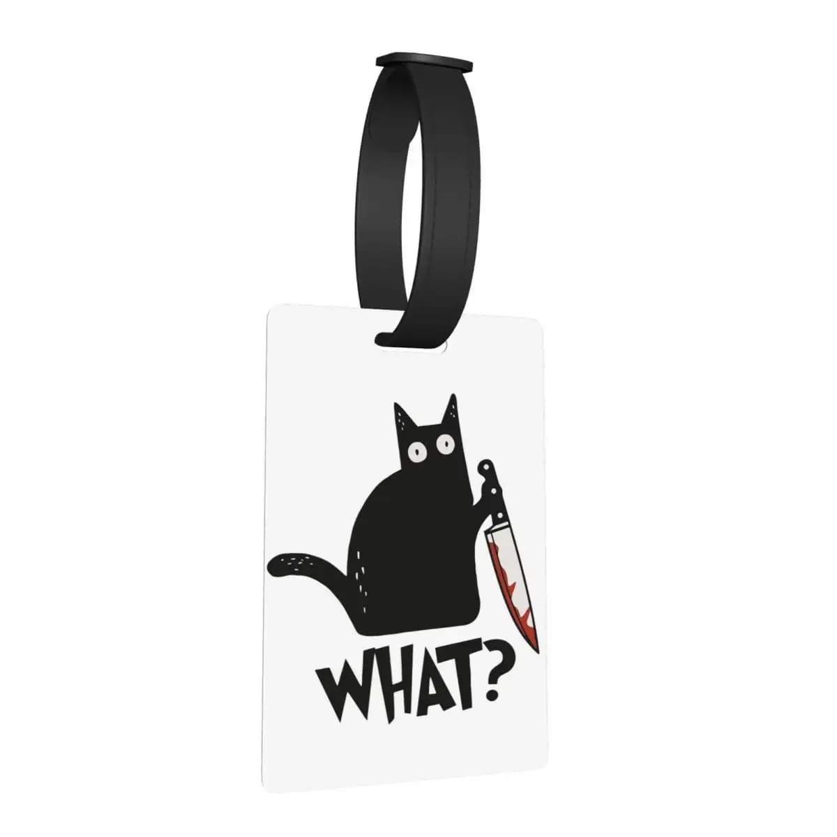Gatto What Murderous Black Cat con coltello Regalo Etichette per bagagli premium Etichetta per imbarco per bagagli alla moda Porta etichette ID Nome Indirizzo