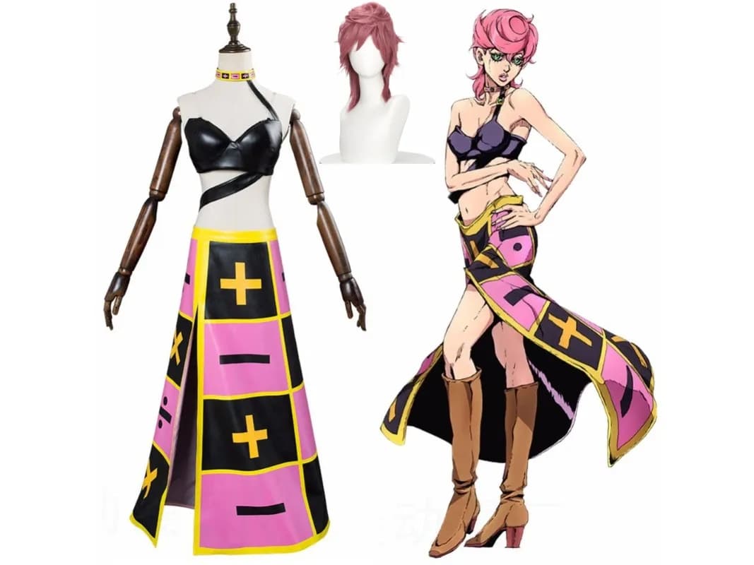 Trish Cosplay Costume One by JoJo's Bizarre Adventure, Complete Set with JK Girl Uniforms and Wig for Performance Cosplay