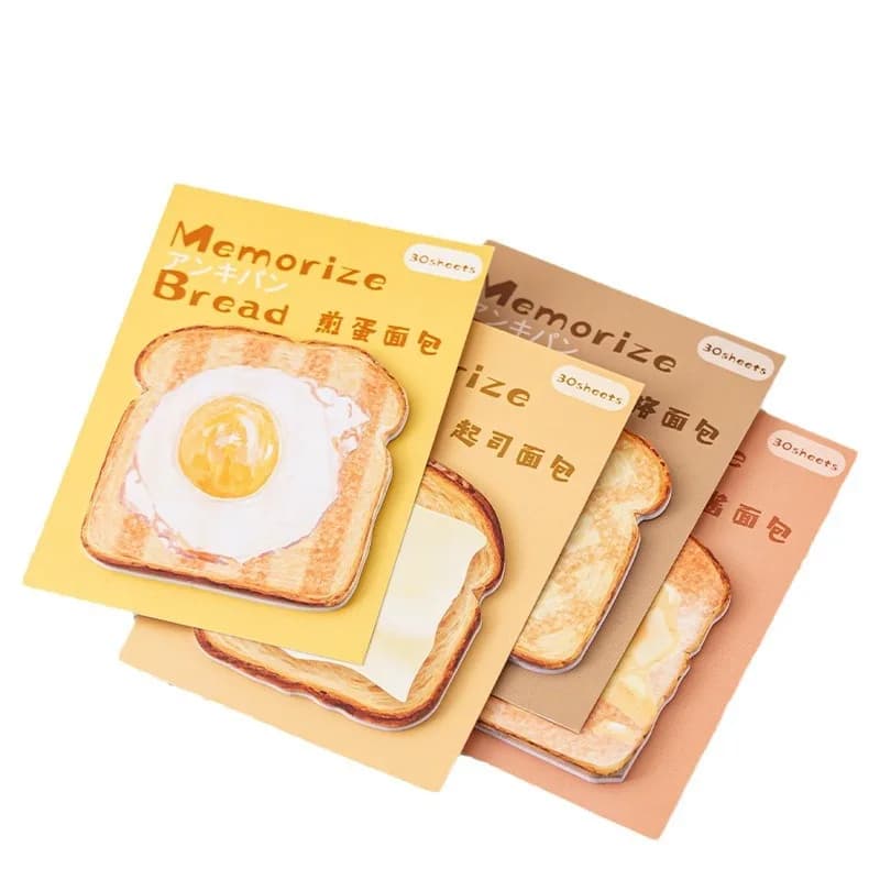 Blocco Note a Forma di Toast Cartoon, Blocchi per Appunti Facili da Scrivere per Messaggi e Adesivi, Divertenti Accessori da Cucina