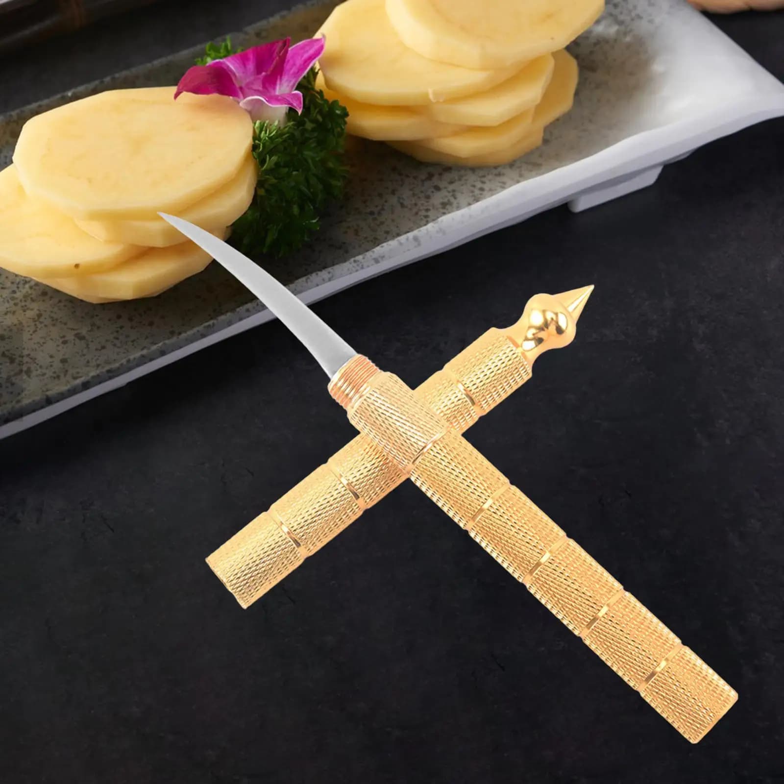 Coltello da intaglio per alimenti da cucina Strumento artigianale in acciaio per cimitarra affilato per sapone alla frutta da chef