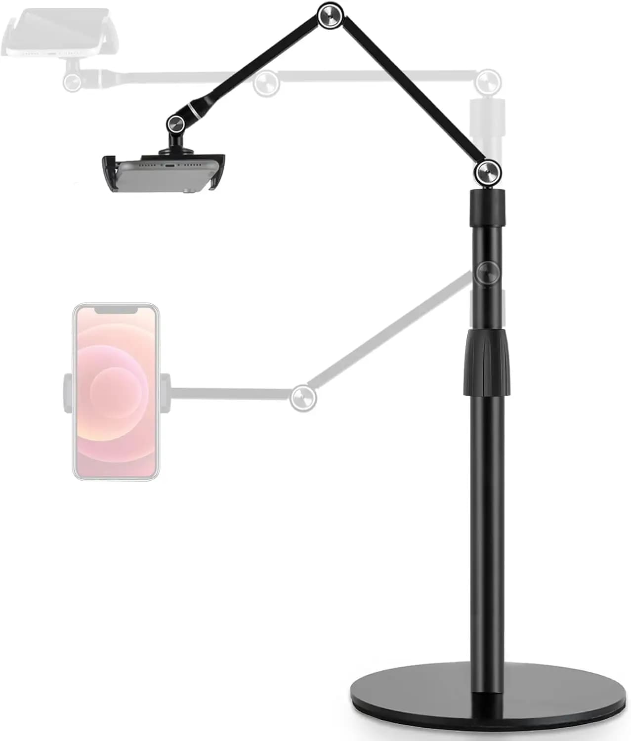 Adjustable aluminum support for tablet, 360° Support Swivel and Height Adjustable for 3.5-11 Inch Devices