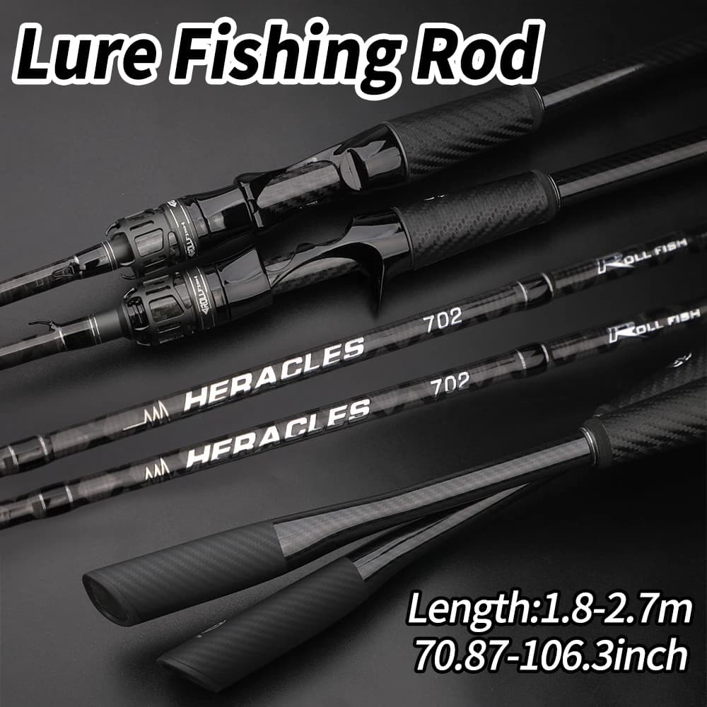 Canna da Pesca ROLLFISH in Fibra di Carbonio ad Alto Modulo, Leggera per Spinning e Baitcasting, per Acqua Dolce e Salata