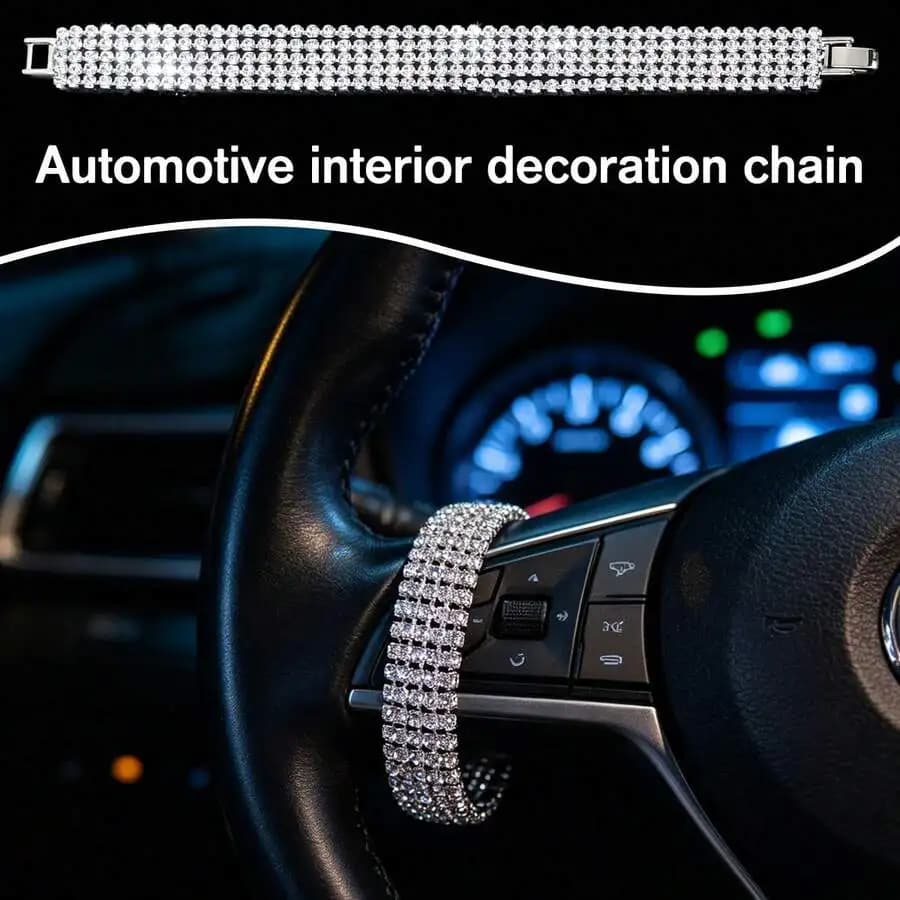 1pc Car Interior Decorative Ring, Shiny Rhinestone Steering Wheel Decor, Car Hanging Ornament And Exquisite Bracelet Accessory