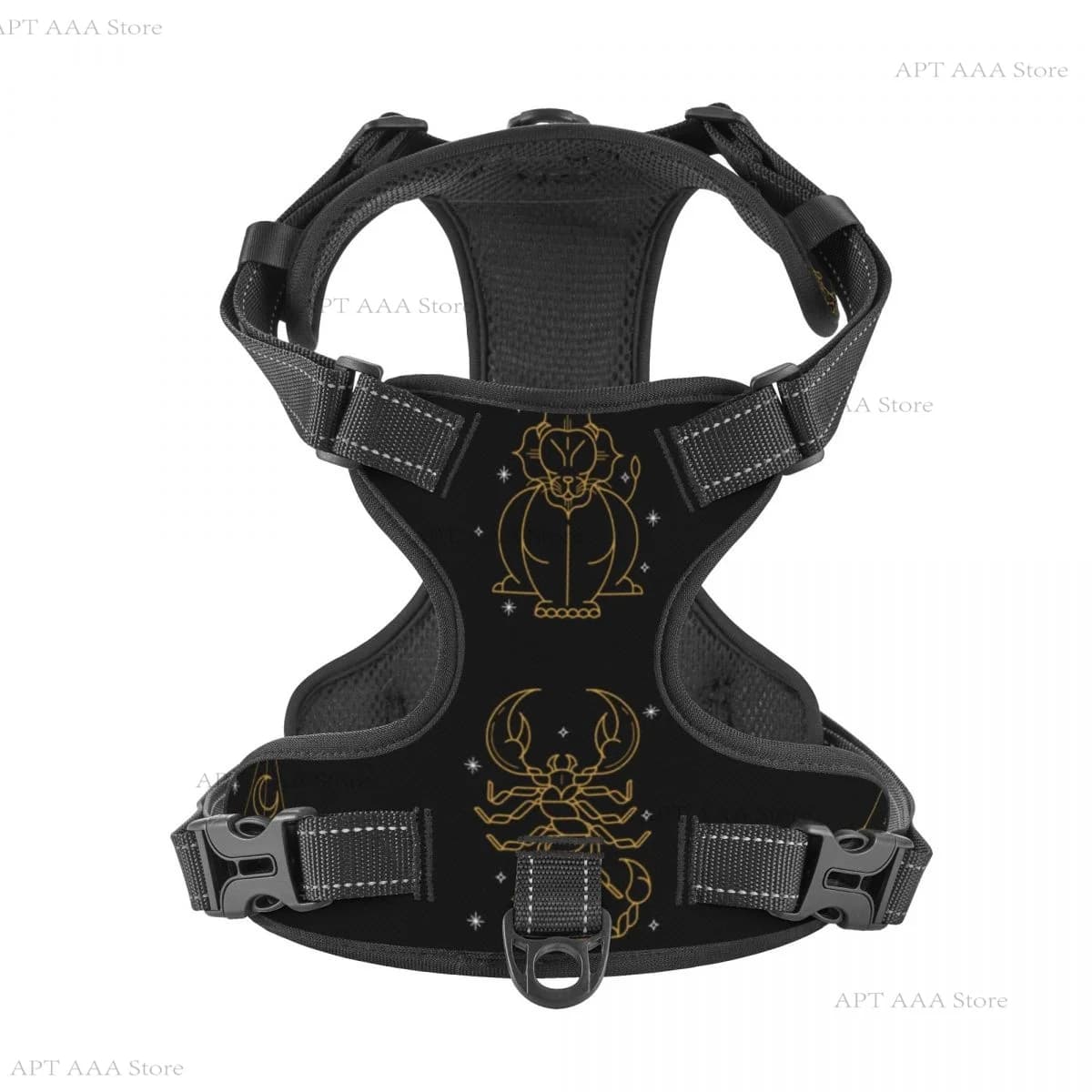 Riflessione Oro Zodiaco Pettorina per cani Cintura pettorale Anello a sgancio rapido regolabile Prodotti per animali Collari da passeggio Imbracature