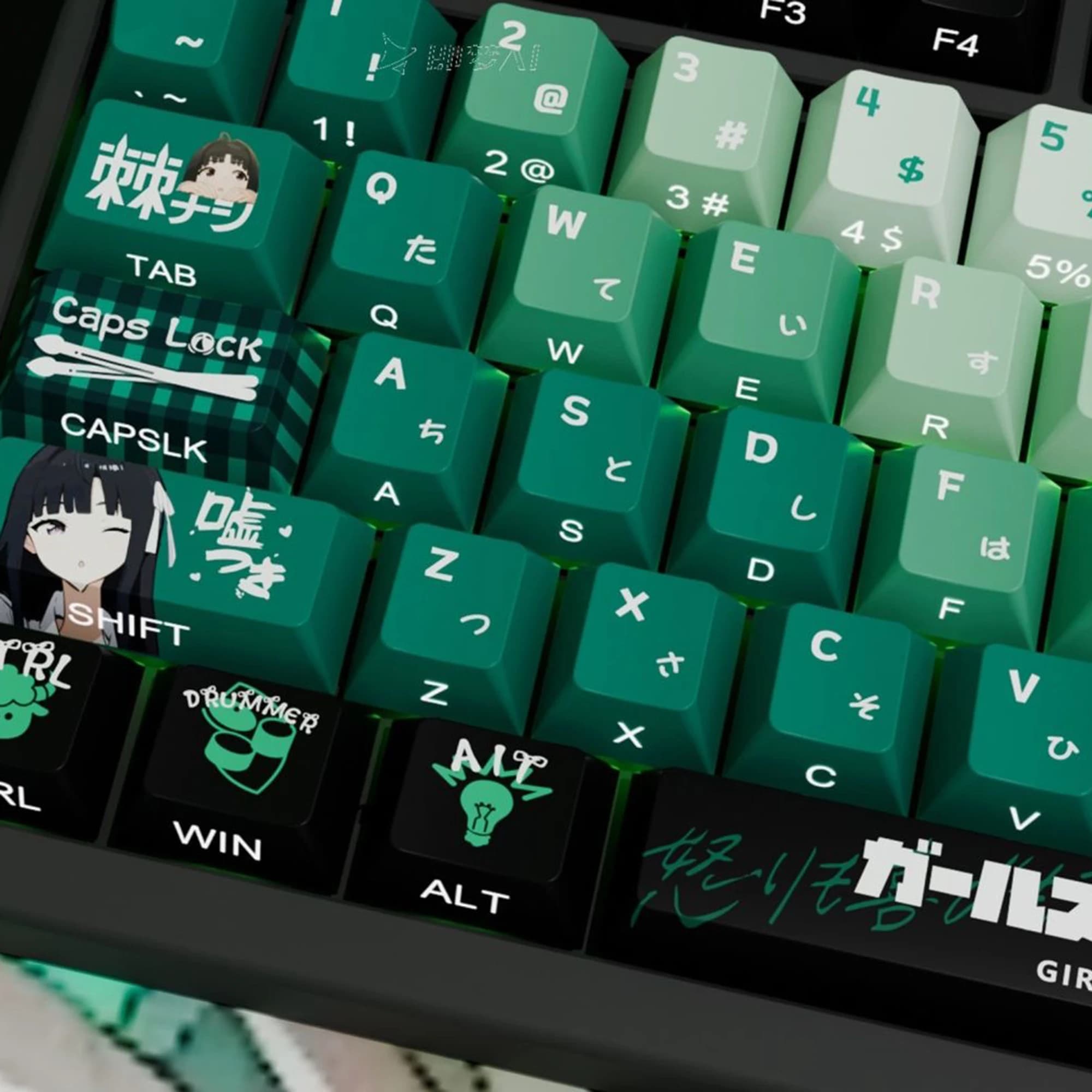 Keycaps PBT Cherry Profile con Tema Anime Girl, Retroilluminati e Illuminati, per Tastiere Meccaniche MX 61/64/75/87/98/104/108