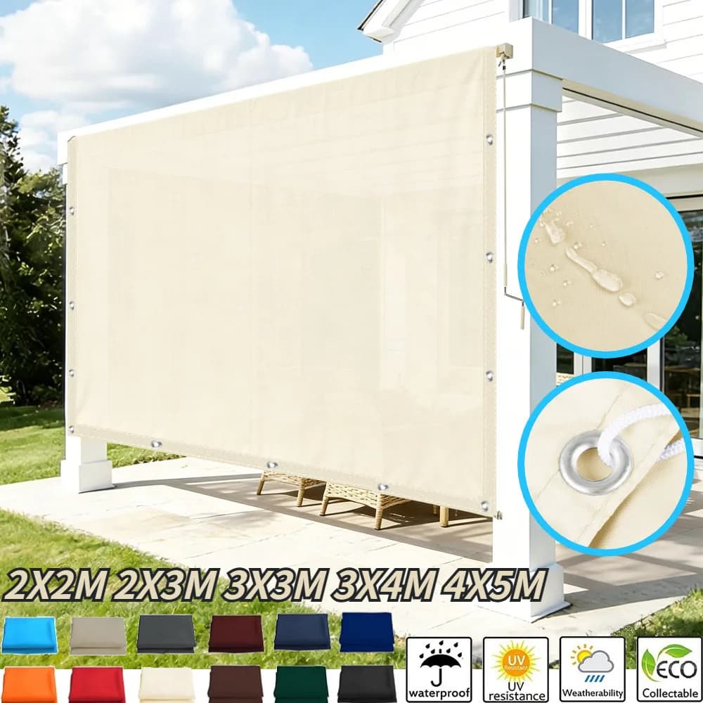 Tenda a Vela Parasole da Giardino 5x4m 4x3m 3x2m, Rete Impermeabile con Occhielli, Telo per Campeggio, Riparo per Esterni, Patio, Giardino, Gazebo