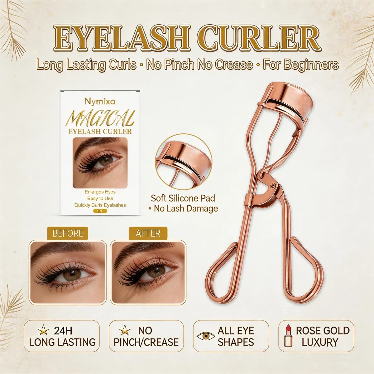 Professional Carbon Steel Folder, Natural Curve, Long Life, Essential Beauty Tool, Easy to Use, Suitable for Beginners, Makeup Tool