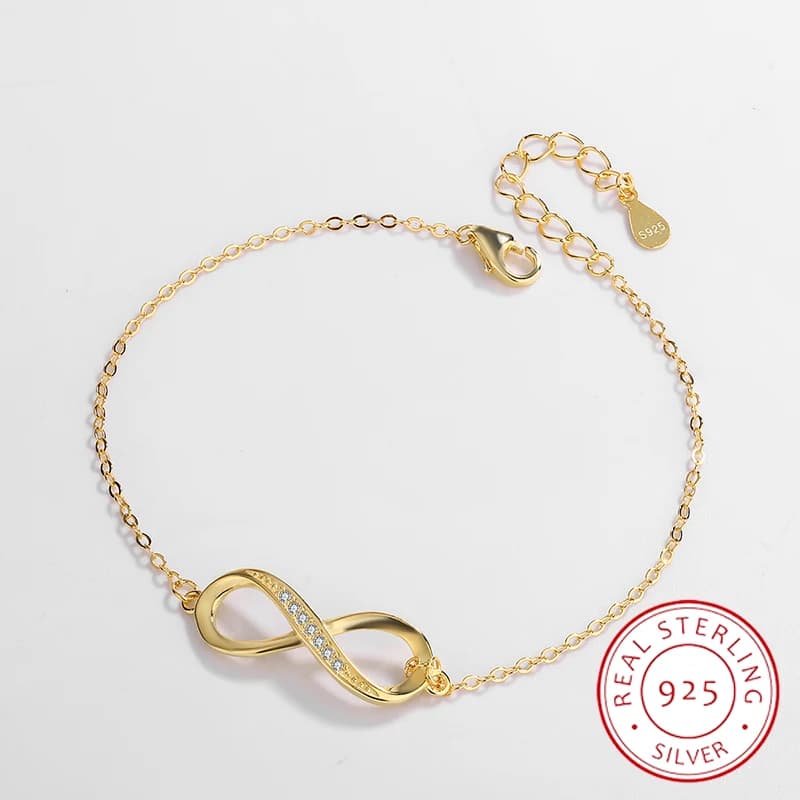 Fashion Classic Authentic S925 argento 14K oro numero 8 rotondo geometrico regalo di san valentino braccialetto di gioielli