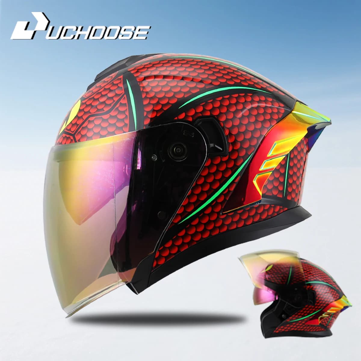 715 Modular integral helmet tilting for motorcycle with double visor Road bike racing helmet for women and men Helmet retro 3/4