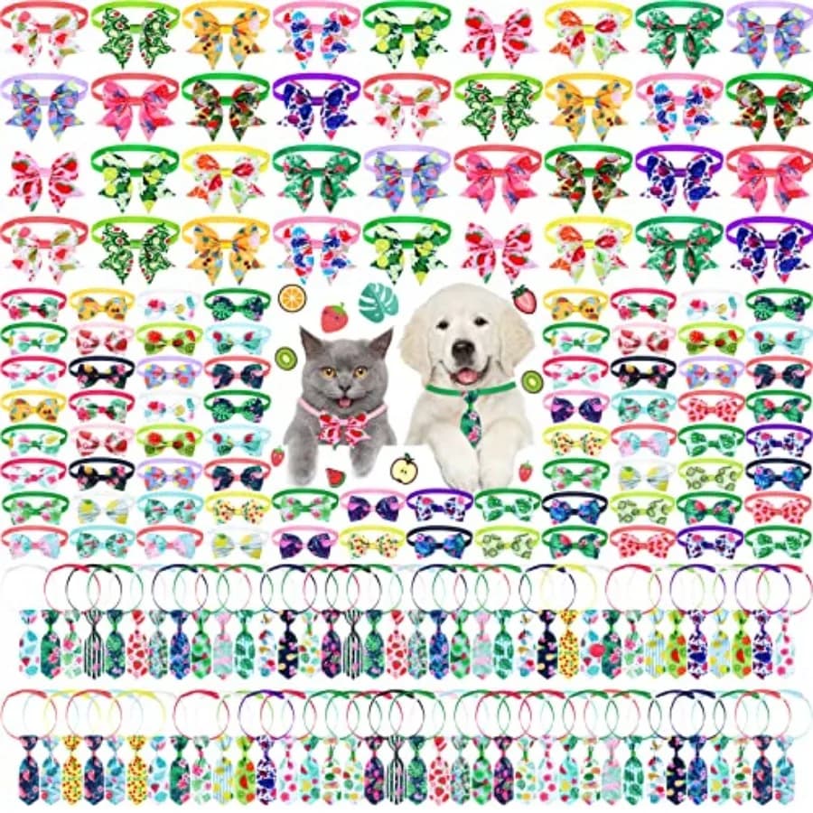 Confezione da 180 Papillon Estivi/Primaverili per Cani, Collari Regolabili Stile Hawaiano, Cravatte per Cani e Gatti, Include 72 Cravatte per Animali Domestici