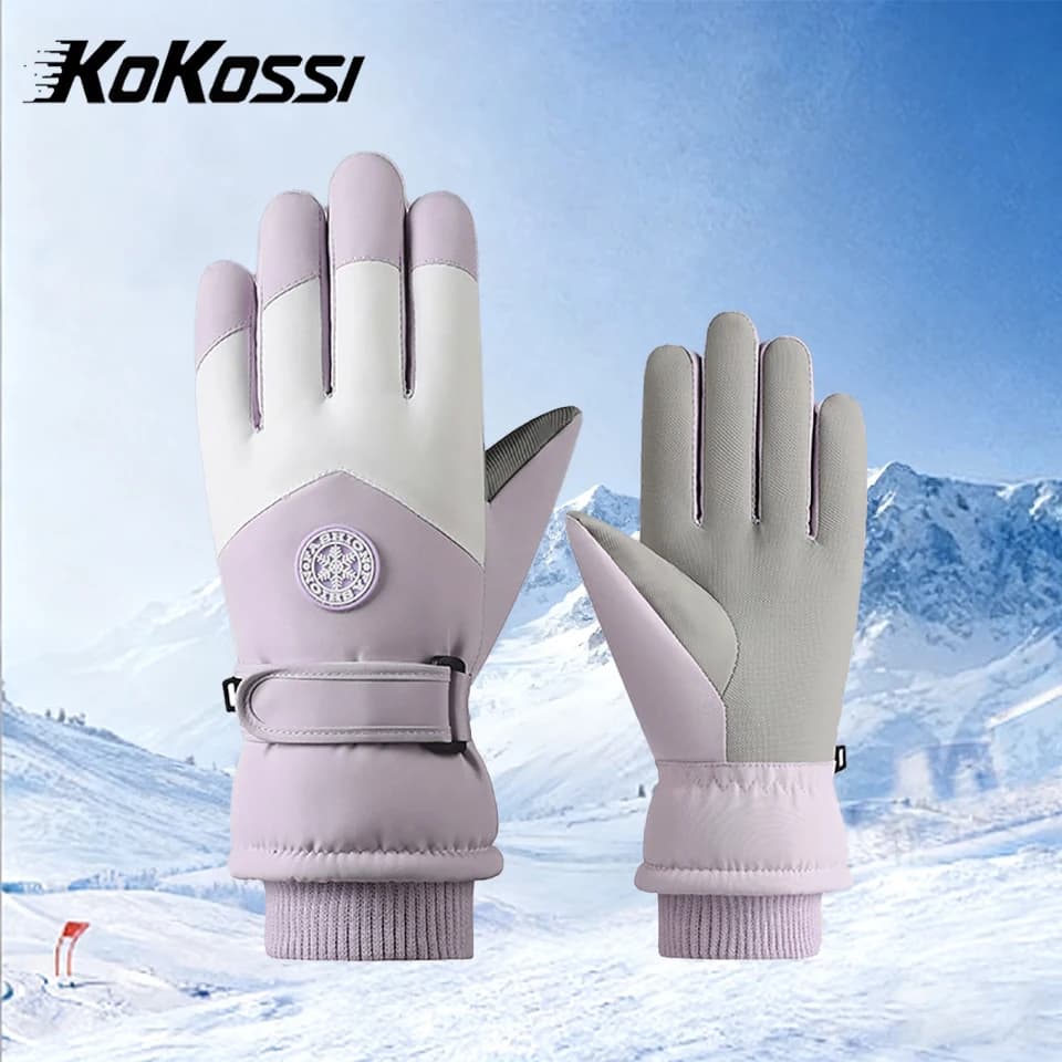 KoKossi Guanti da sci invernali Touch screen antivento Guanti da neve impermeabili Guanti da snowboard da ciclismo in pile caldi unisex