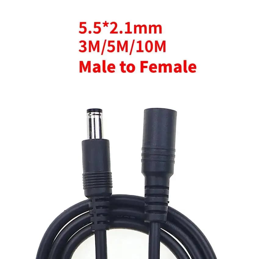 Cavo di prolunga DC 5.5x2.1mm da maschio a femmina, cavo di alimentazione 12V per telecamere CCTV e router