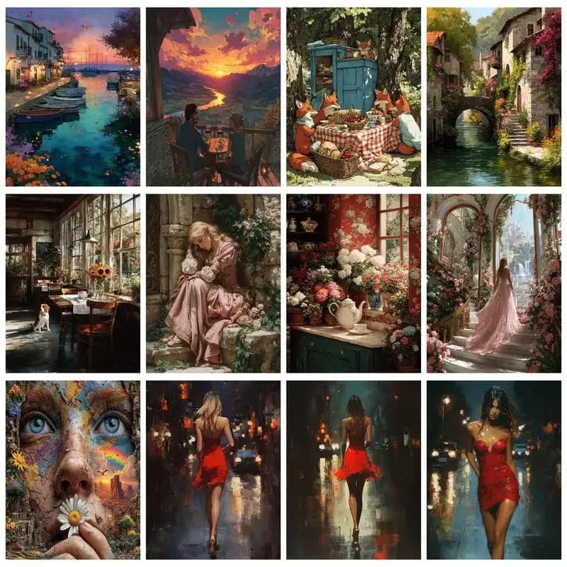 PhotoCustom Acrylic Painting By Numbers Kits Landscape Diy Drawing By Numbers On Diamond Coast kits Handpaint Home Decor