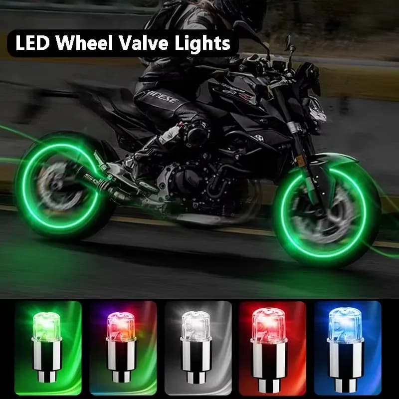 Luci LED colorate per tappi valvola pneumatici (2-10 pezzi) - Luci neon per valvole auto, moto e biciclette - Accessori esterni per auto