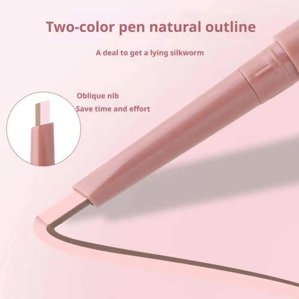 Matita per sopracciglia a doppia testa - Evidenziatore e contorno naturale impermeabile 2 in 1, strumento per il trucco degli occhi