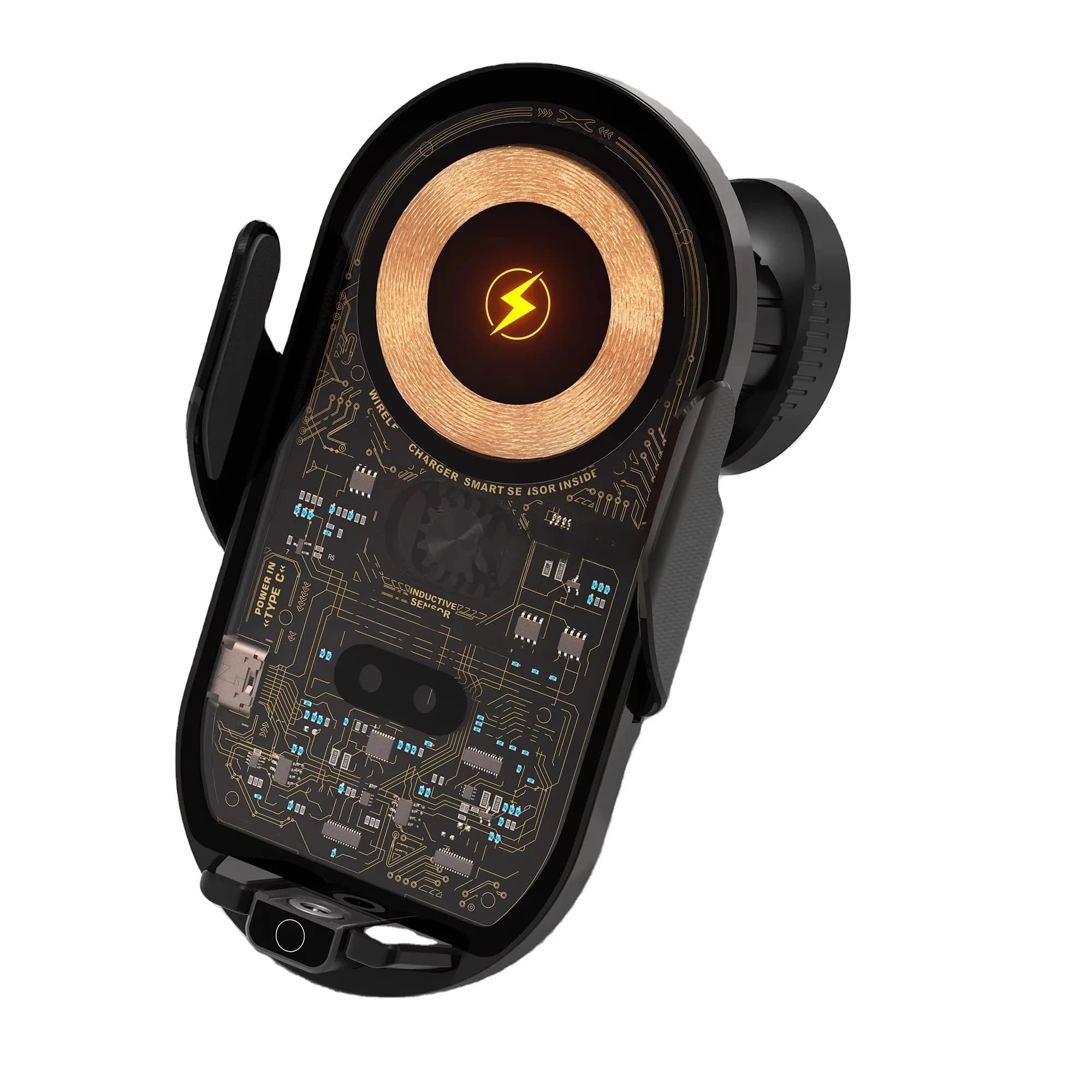 Supporto per cellulare da auto telescopico intelligente 2-in-1 con clip, ricarica wireless veloce e senza danni, ad alta tecnologia