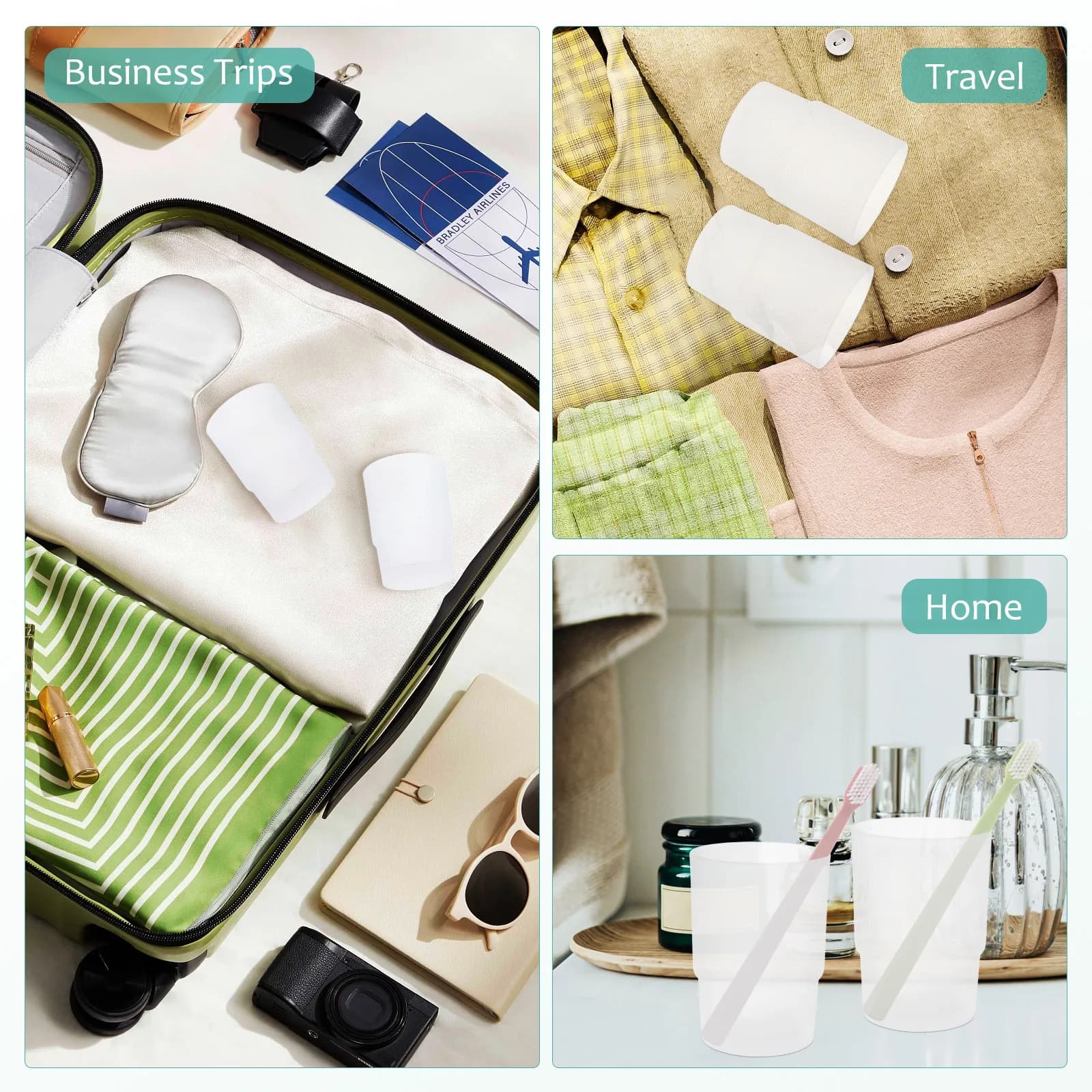 Set di 2 bicchieri in vetro trasparenti per spazzolini da denti, porta spazzolini da bagno, bicchieri per lavaggio e contenitori per dentifricio