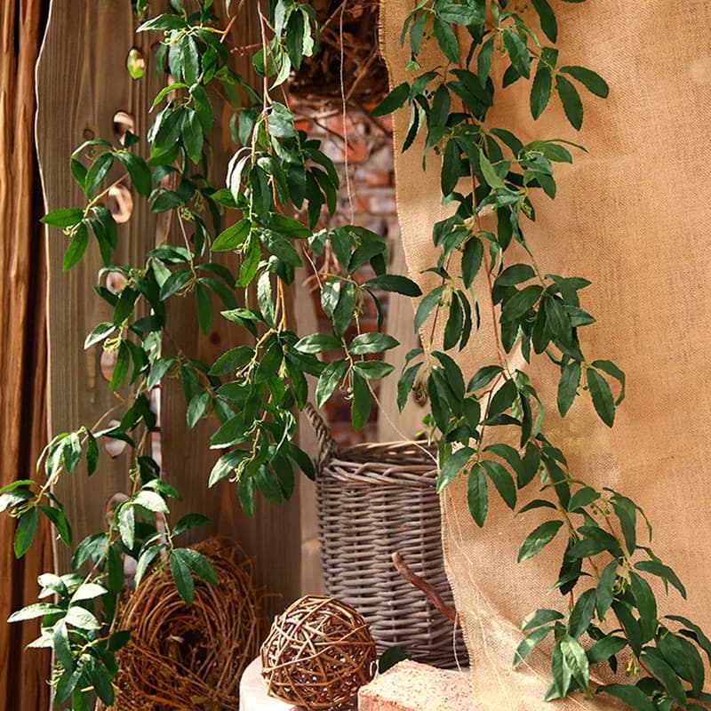 167CM Artificial Wall Hanging Leaf Willow Leaf with Rich Seed Leaf Rattan Olive Leafs Plant Wedding Home Decoration