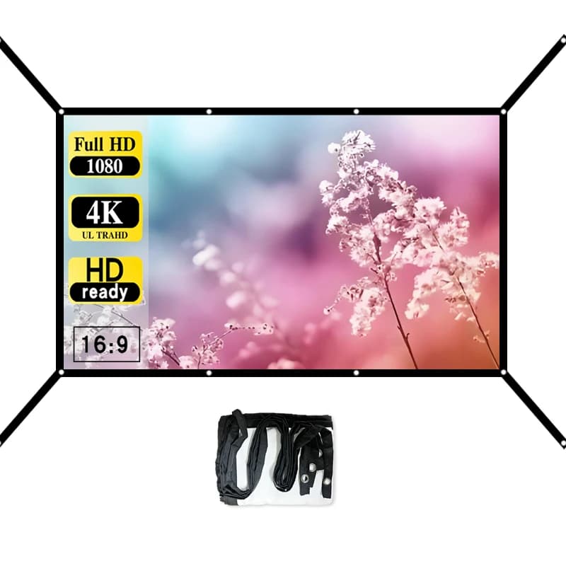 Schermo per proiettore estensibile 4K ad alta definizione, schermo per proiezione cinematografica domestica da 60-150 pollici, schermo per proiettore cinematografico 16:9