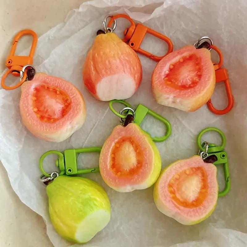 Sweet Half Cut Realistic Fruit Keychain Cute Mini 1Pcs Bag Hanging Pendant for Luggage Backpack Travel Use