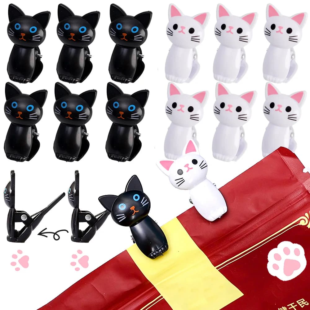 Food sealed clips for cartoons plastic snacks for cats sealing clamp for bread bags laundry clothes hanging clips for home office desk storage
