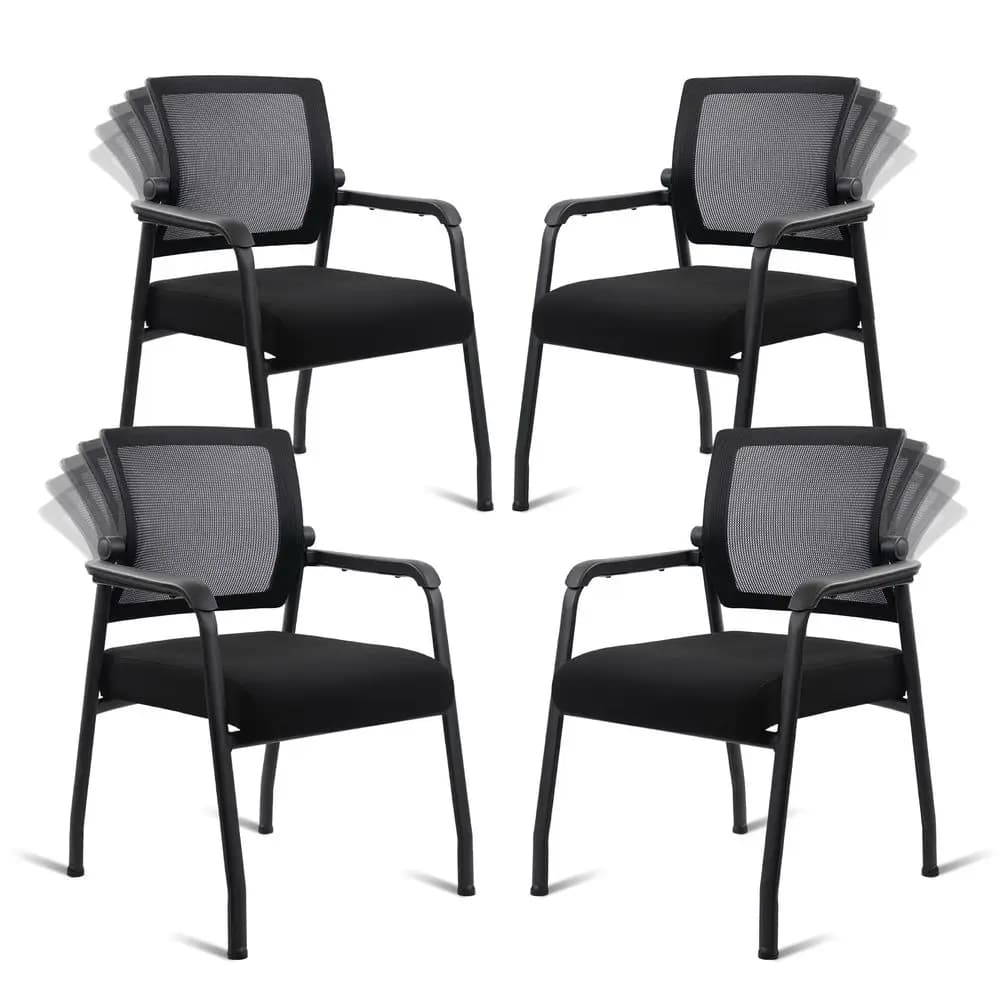 Sedia da scrivania senza ruote con schienale in rete regolabile, poltrona con supporto lombare ergonomico e cuscino del sedile ispessito, Waitin