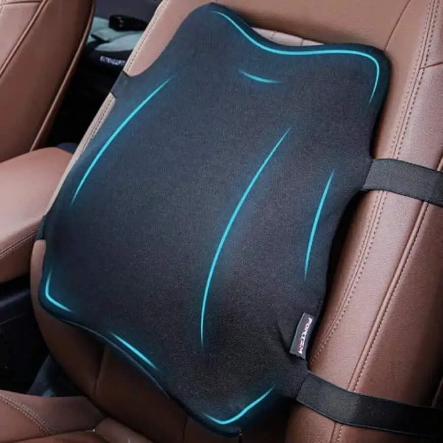 Lumbar Support Car Cushion, Memory Foam Back Pillow, Back Rest For Comfort Driving, Adjustable Straps, Washable Cover