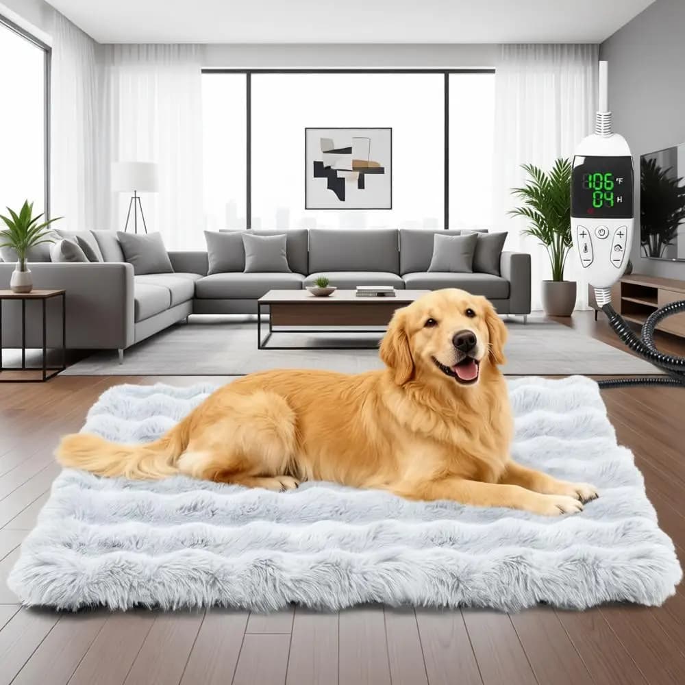 Cuccia Riscaldata per Cani e Gatti con Controllo Intelligente della Temperatura, 12 Livelli di Calore e Timer 0-12H, Grande Tappetino Riscaldante per Animali Domestici con Copertura in Pile, Impermeabile
