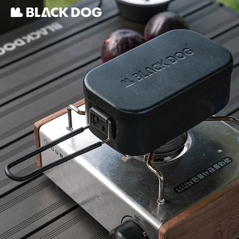 Naturehike BLACKDOG Set di Stoviglie in Acciaio per Campeggio e Picnic, Contenitori per Alimenti, Lunch Box con Manico in Acciaio Inox, Pieghevole in Alluminio