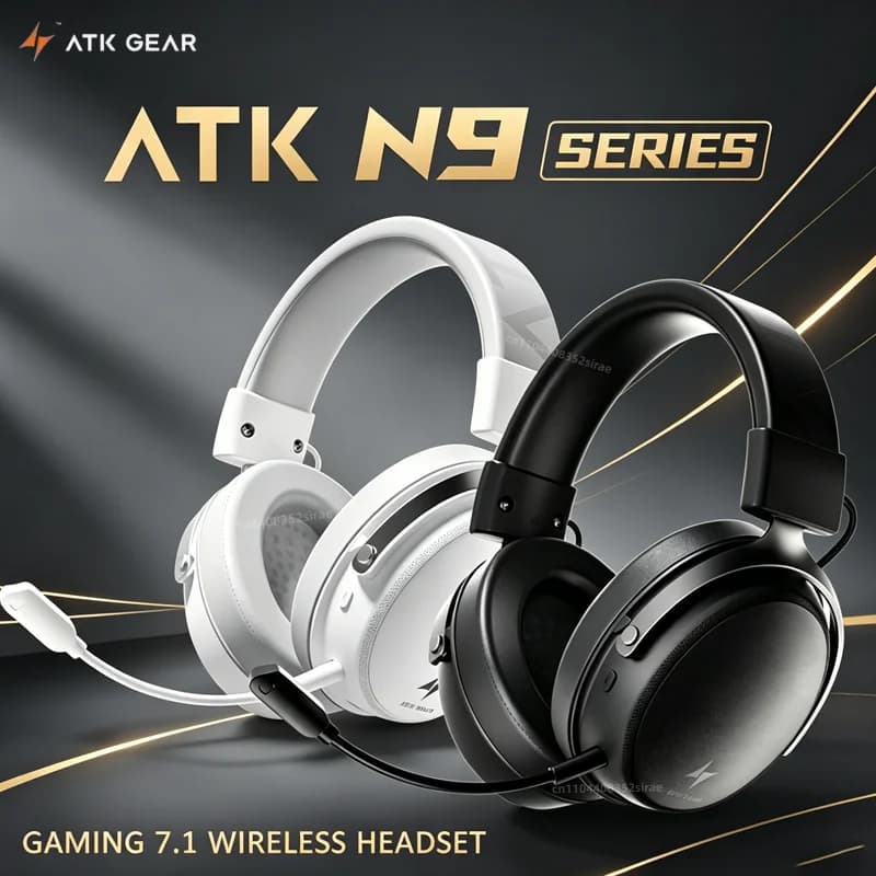 Cuffie da eSport ATK N9 Pro/N9 Ultra con quattro modalità di riduzione del rumore, bassa latenza, wireless Bluetooth, leggere, con microfono per FPS