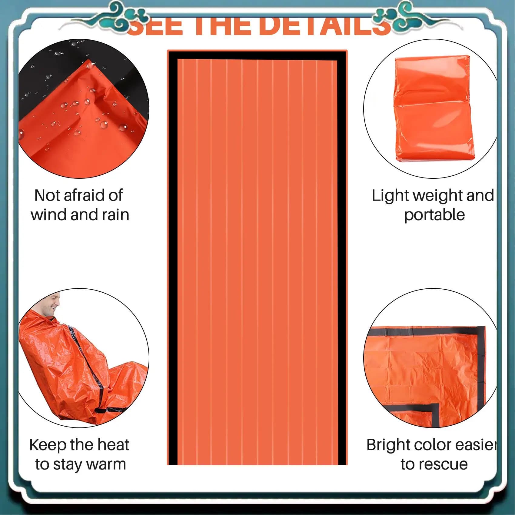 Reliable survival emergency tent for 2 people with emergency sleeping bag - Waterproof rescue survival tent, emergency shelter