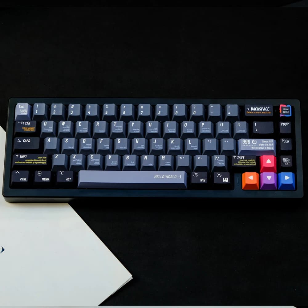 Set di 129 Tasti Programmabili 'Hello World' Profilo Cherry in PBT con Sublimazione per Tastiere Meccaniche con Switch MX e 1.75U
