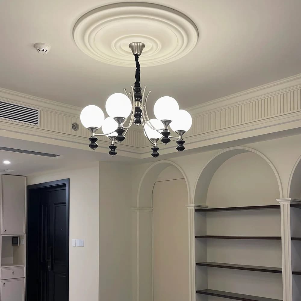 Pannello lampada francese in PU Portalampada rotondo Decorazione a forma di soffitto Decorazione da parete leggera in poliuretano imitazione gesso Materi