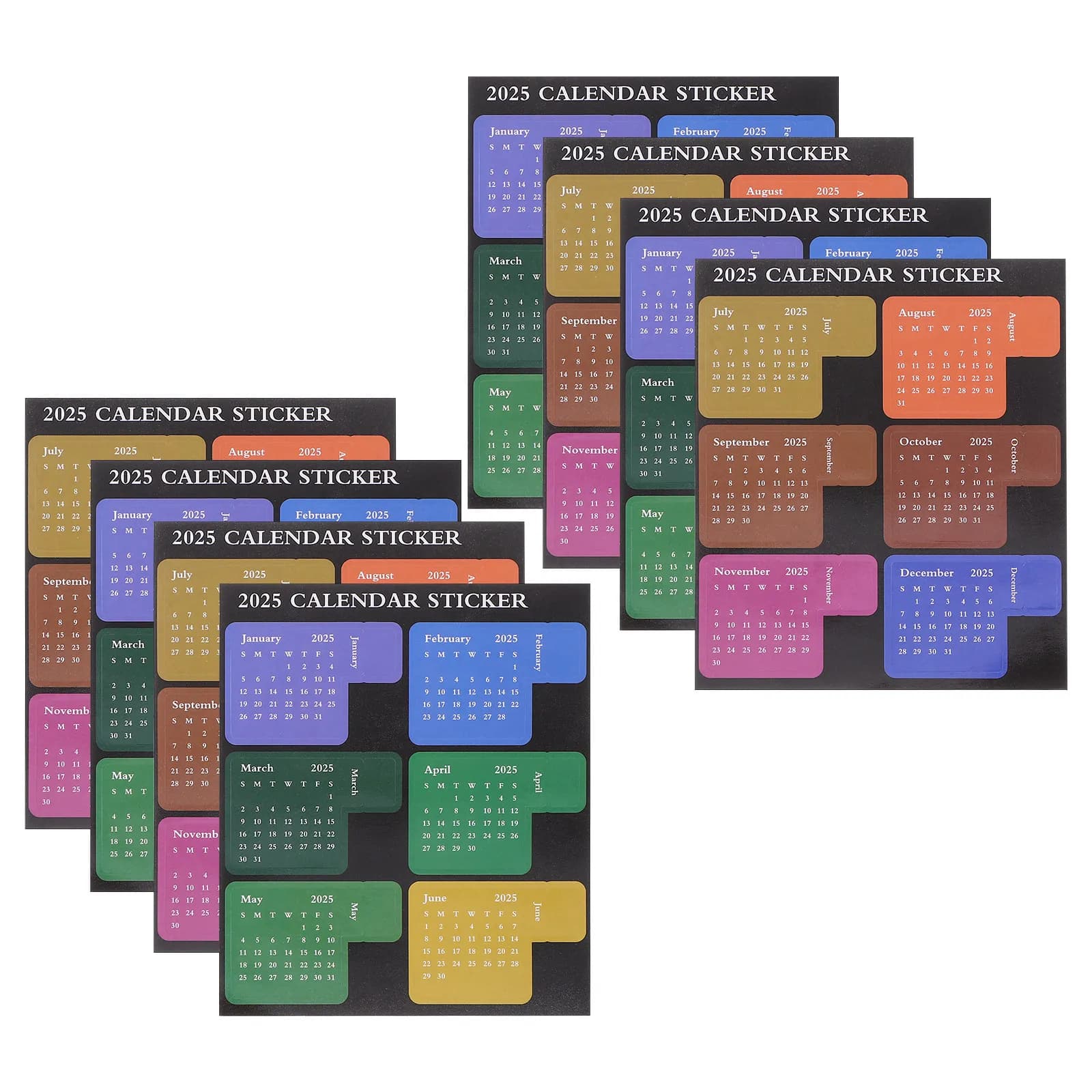 8 Pezzi Adesivi Calendario Mensile 2025, Divisori Indice, Etichette Adesive per Libri, Quaderni, Agende, Organizer, Scuola
