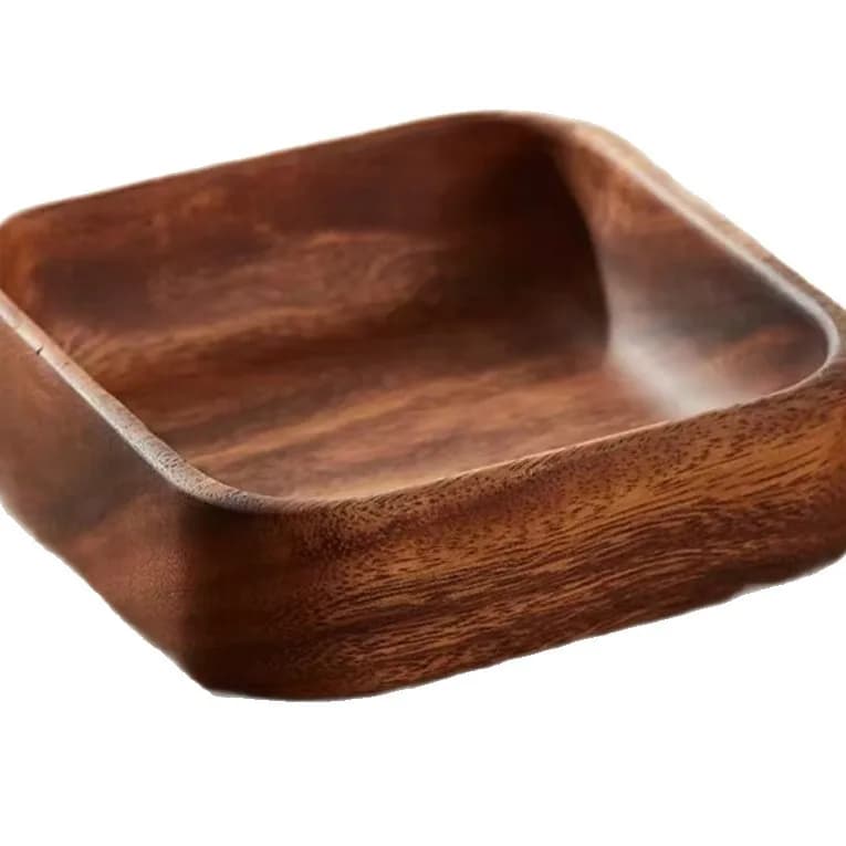 Vassoio Quadrato Piccolo in Noce per Snack, Vassoio in Legno Massello per Pasticceria, Frutta Secca e Frutta Fresca