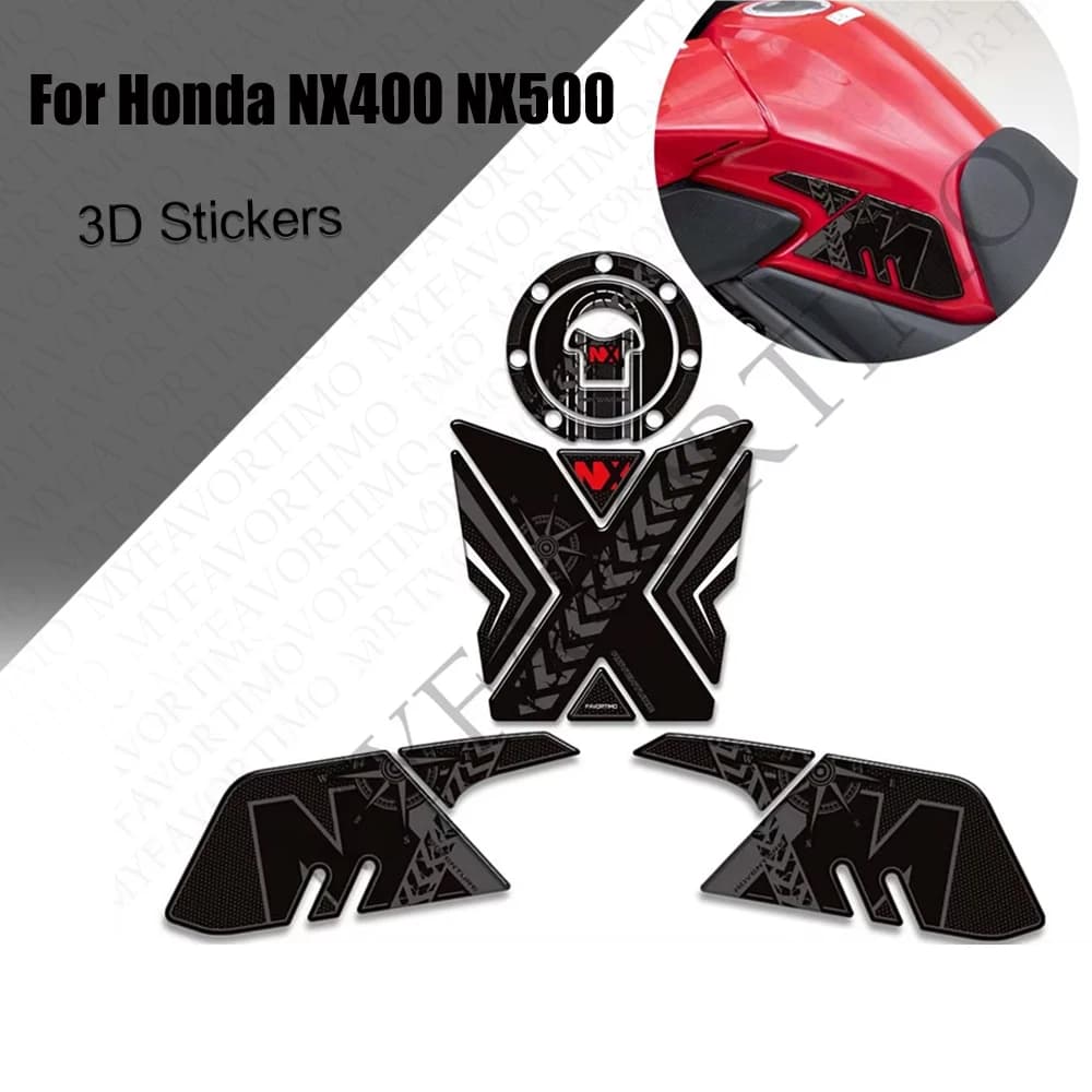 Per Honda NX400 NX500 NX 400 500 2024 Moto Rilievo del Carro Armato Della Protezione Manopole Laterali Gas Olio Combustibile Kit Ginocchio Adesivi Decalcomanie