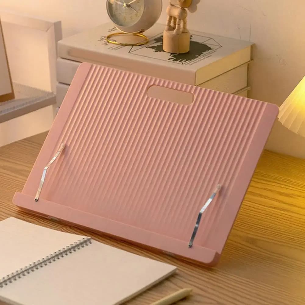 Foldable Reading Bookshelf with Book Clips, Adjustable Book Stand for Reading Drawing, Head-Up Posture Corrector Tablet Stand