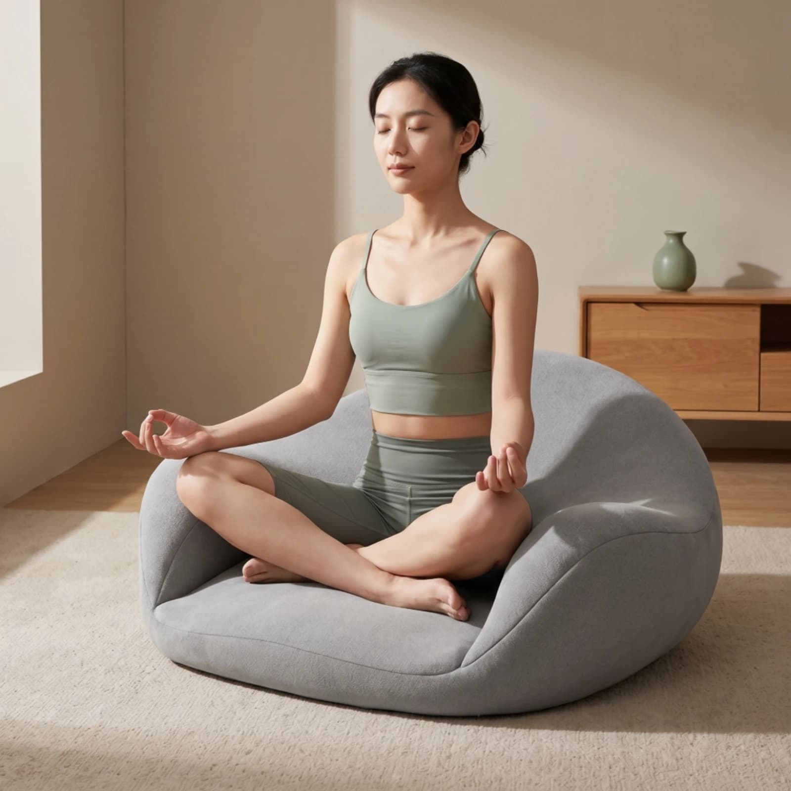 Floor Chair with Backrest Contoured Meditation Cushion Floor Chair with Back Support Low-Elevation Multi-Purpose for Meditators