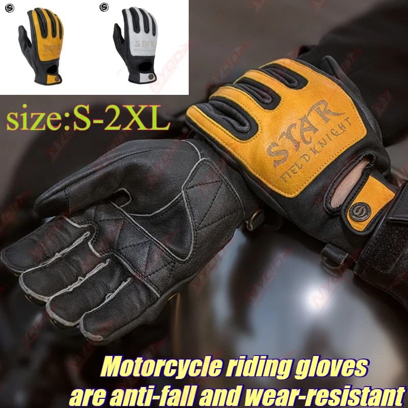 Motorcycle Leather Gloves Retro Locomotive Men and Women Anti-drop Wear-resistant Touch Screen Equipment SKG563