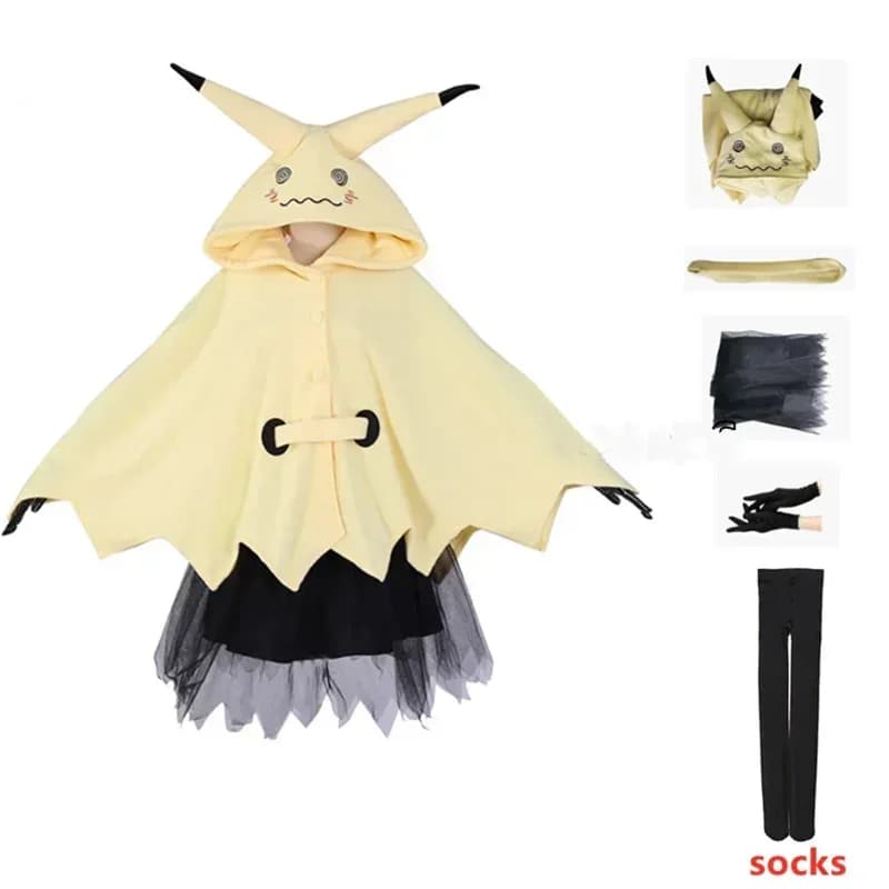 Costume Cosplay Mimikyu, Pigiama Kigurumi Anime Cartoon Carino per Donne, Mantello per Halloween per Adulti