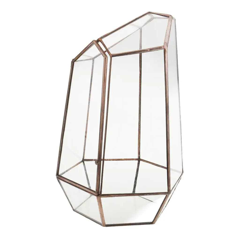 Supporto per piante succulente da tavolo con scatola per piante in vetro irregolare per terrario geometrico contemporaneo per lo styling domestico
