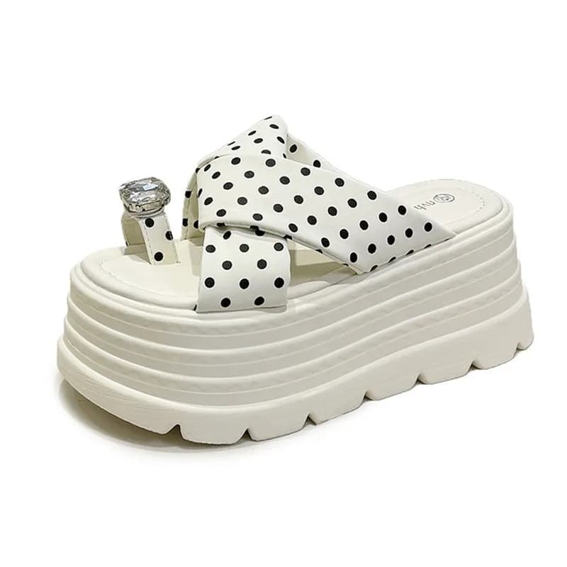 2026 8CM Summer Sandals Wedge Heels Sneakers New Women Beach Flip Flops High Platform Casual Sandals Breathable Walking Slippers